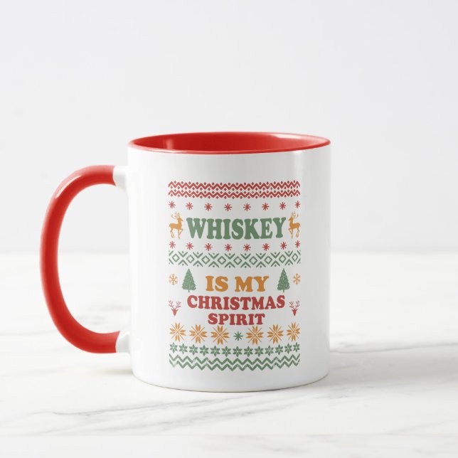 Caneca Whiskey é meu espírito de natal engraçado suéter f (Esquerda)