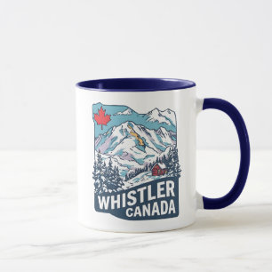Caneca Whistler BC Canadá Montanha de Esqui Aquarela Fofa