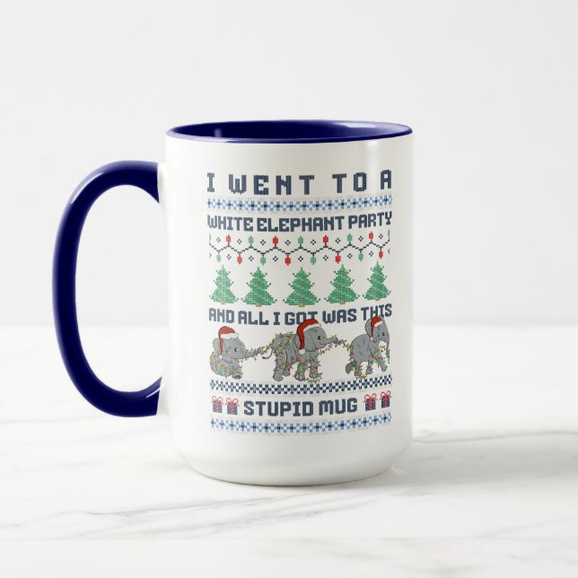 Caneca White Elephant Party Funny Ugly Christmas Joke (Esquerda)