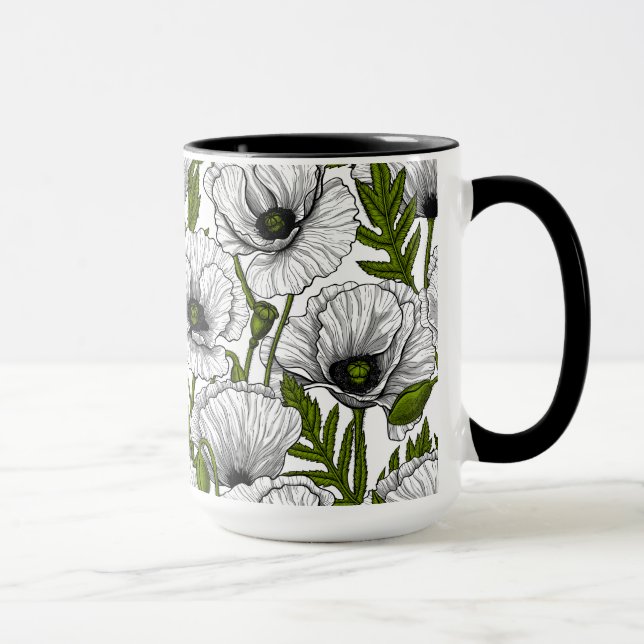 Caneca White poppies on white (Direita)