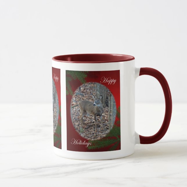 Caneca Whitetail Deer Spike Buck Série Felizes Feriados (Direita)