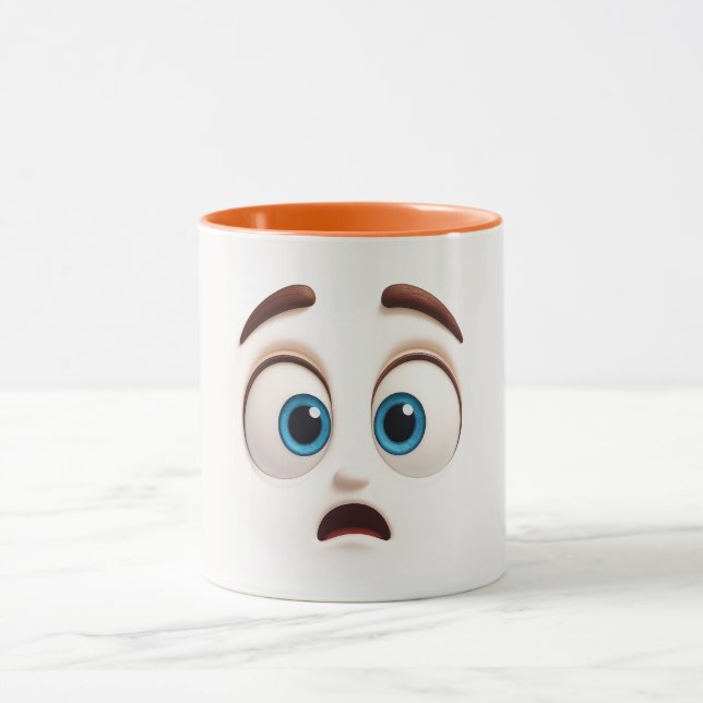 Caneca Wide eyed shock face – surprised blue eyed emoji (Centro)