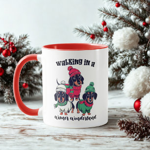 Caneca Wiener Wonderland Dachshund Doxie Café de Natal