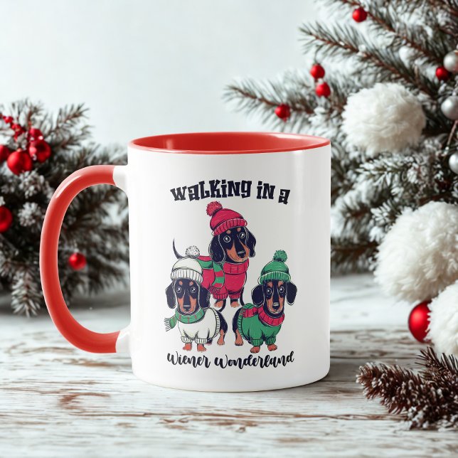 Caneca Wiener Wonderland Dachshund Doxie Café de Natal (Criador carregado)