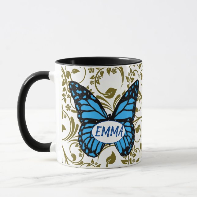 Caneca Wild Romantic Field Blue butterflies (Esquerda)