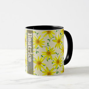Caneca Wildflower amarelo botânico do verão doce com no