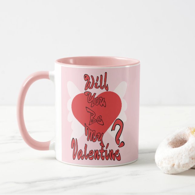 Caneca Will You Be My Valentine? (Com Donut)