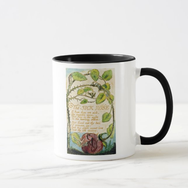 Caneca William Blake | o rosa doente, das canções de (Direita)
