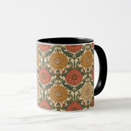 Caneca  William Morris Chrysanthemums Floral Art Nouveau 