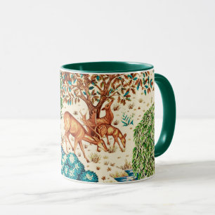 Caneca William Morris Deer por um Borok Beige e Verde