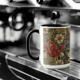 Caneca William Morris Elegante Padrão Floral Vermelho Ver