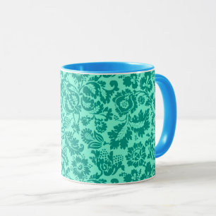 Caneca William Morris Floral Damask, Turquoise e Aqua