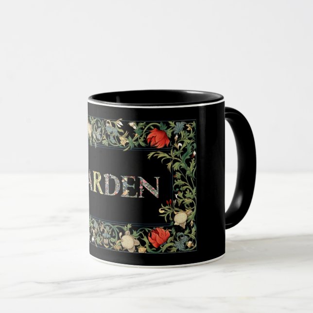 Caneca William Morris Floral Garden Motto e Quadro (Frente Esquerda)