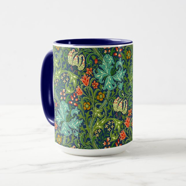 Caneca William Morris Golden Lily Floral Pattern (Frente Esquerda)