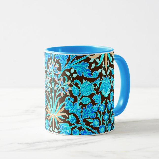 Caneca William Morris Hyacinth Impressão, Aqua e Brown (Frente Esquerda)