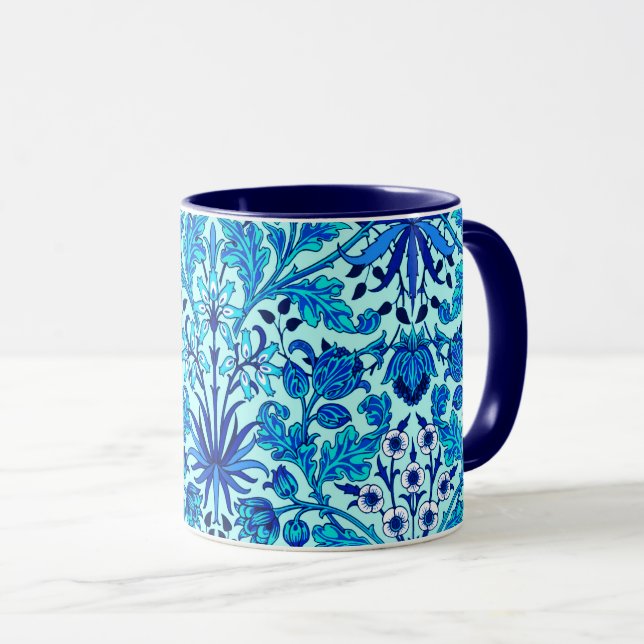 Caneca William Morris Hyacinth Impressão, Aqua e Turquois (Frente Esquerda)
