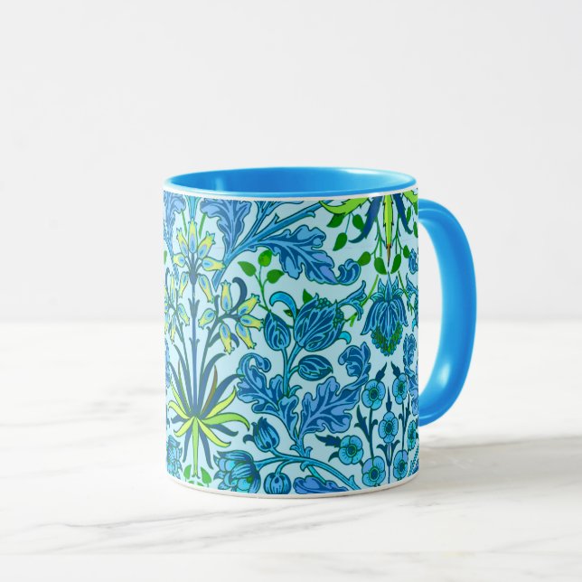Caneca William Morris Hyacinth Impressão, Cerulean Blue (Frente Esquerda)