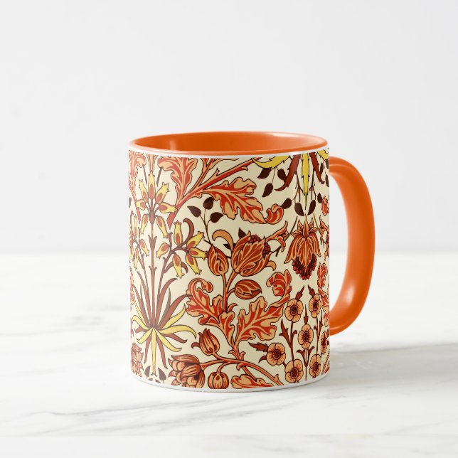 Caneca William Morris Hyacinth Impressão, Orange e Rust (Frente Esquerda)