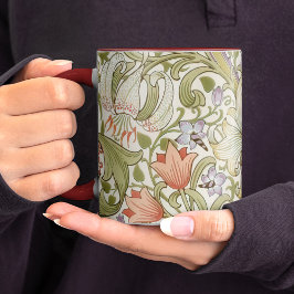 Caneca William Morris Lily Art Nouveau Padrão Floral Dois