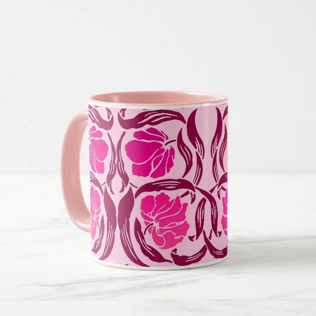 Caneca William Morris Pimpernel, Fuchsia e Rosa Claro  (Frente Esquerda)