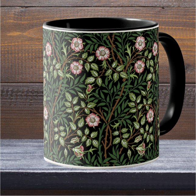 Caneca William Morris Sweet Briar Rosas vermelhas Selvage (Criador carregado)