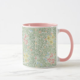 Caneca William Morris Vintage Bandeira Verde Rosa Floral