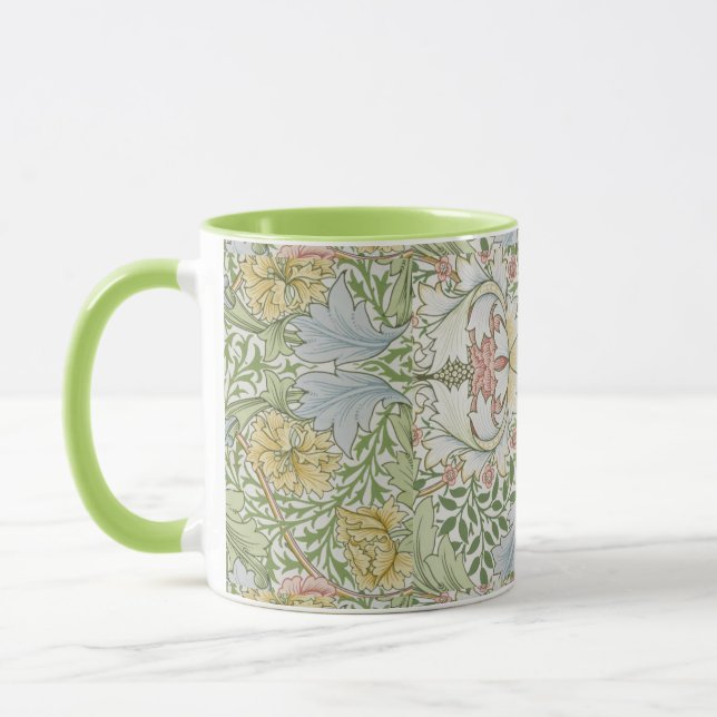 Caneca William Morris Vintage Floral Cor-de-Rosa Verde (Esquerda)