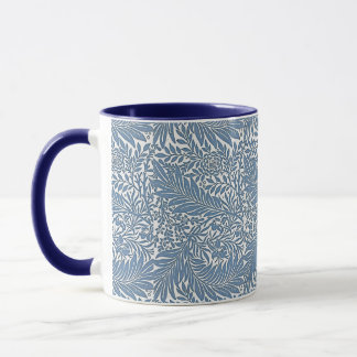 Caneca William Morris Vintage Padrão Floral Azul Branco