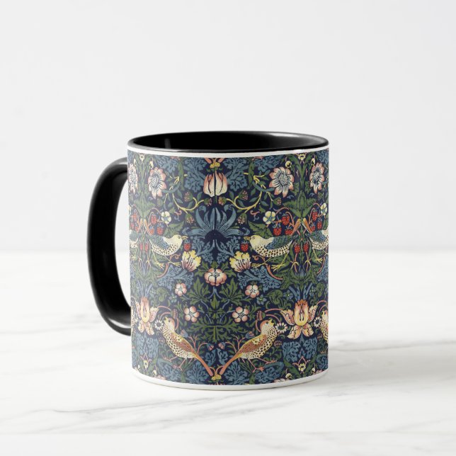 Caneca William Morris Vintage Strawberry Thief Pattern (Frente Esquerda)