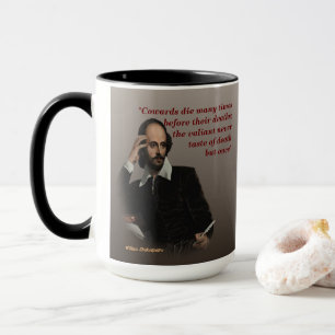 Caneca William Shakespeare Cita Sobre Covardes E Morte