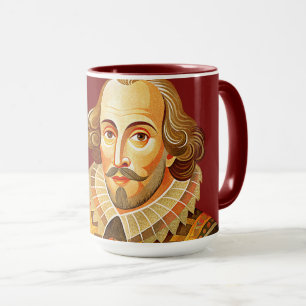Caneca William Shakespeare - Ilustração de retrato para s