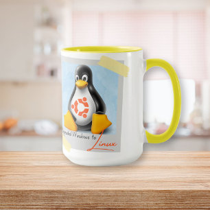 Caneca Windows Ubuntu Linux Tux atualizado