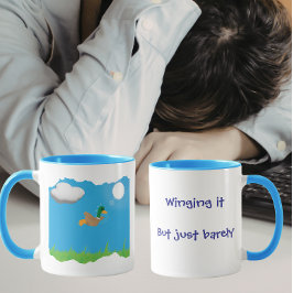 Caneca Winging it But Just Barely- Duck Humor