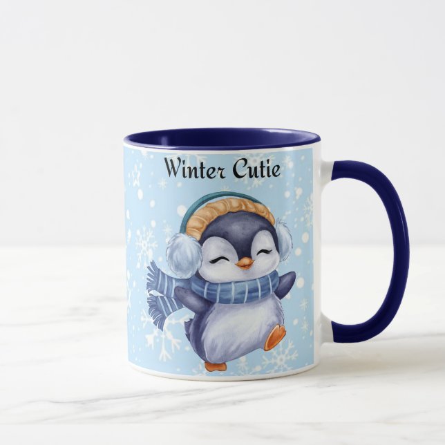 Caneca Winter Cutie | Cute Penguin Winter Coffee Mug (Direita)