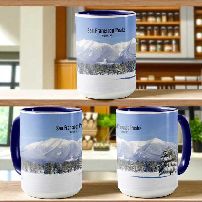 Caneca Winter Prairie San Francisco Peaks Flagstaff AZ (View around the mug )