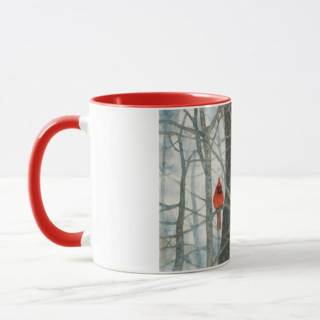 Caneca Winter Watercolor Cardinals (Esquerda)