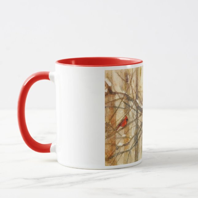 Caneca Winter Watercolor Cardinals (Esquerda)