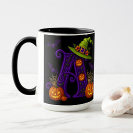 Caneca Witchy Halloween Inicial "A"