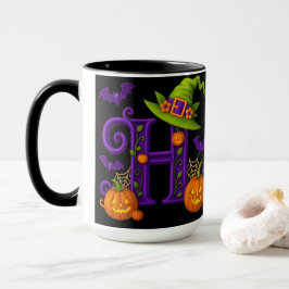 Caneca Witchy Halloween Inicial "H" Mug