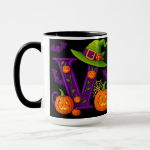 Caneca Witchy Halloween Inicial "V" Mug