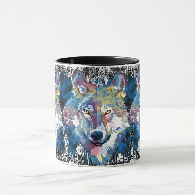 Caneca Wolf Coffee Mug - Retro Wolf Polygon (Centro)