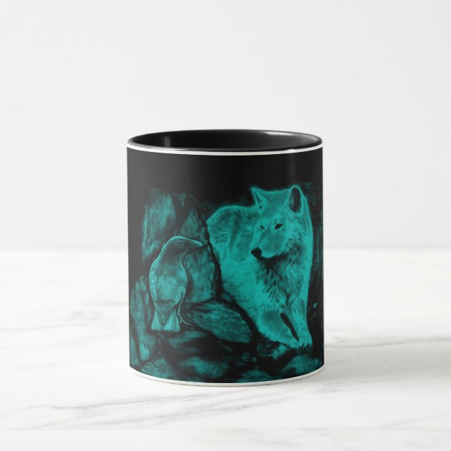 Caneca Wolf e Raven na noite (Centro)