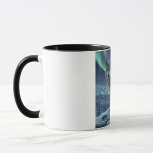 Caneca Wolf Mug 🐺 ❄️   Nortes Luzes Natureza 🌌 Arte