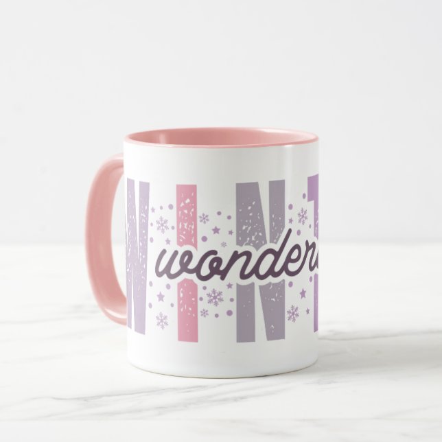 Caneca Wonderland de inverno - Tipografia Festiva (Frente Esquerda)
