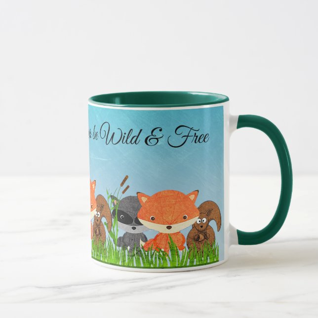 Caneca Woodland Cria Fox Raccoon Squirrel Coffee Mug (Direita)