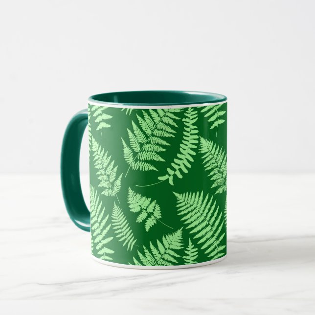Caneca Woodland Fern Pattern, Light Green e Emerald (Frente Esquerda)