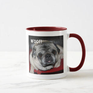 Caneca Woof, Pug Ringer Mug