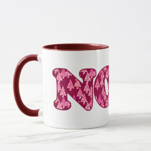 Caneca Word Art - Noel Patterado com Árvores em Borgonha