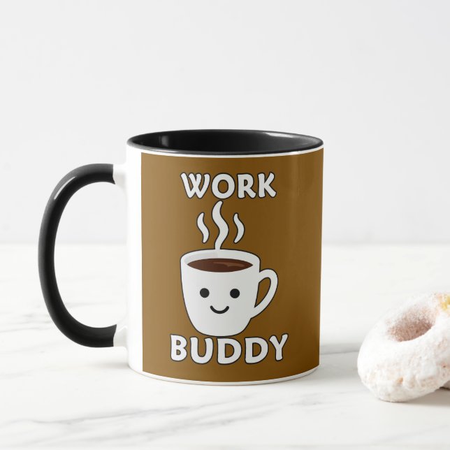 Caneca Work Buddy Coffee Cute Design – Office Humor Shirt (Com Donut)