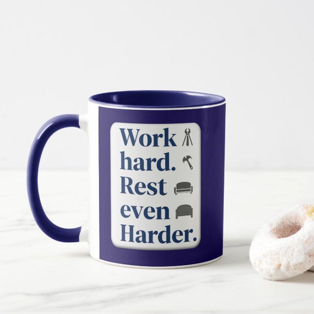 Caneca Work Hard Rest Even Harder Bold Typography Shirt (Com Donut)